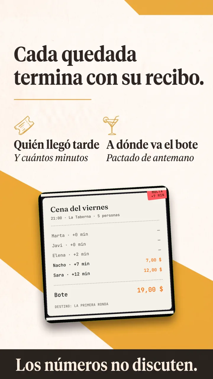 Rebut d’un esdeveniment de Finelly amb el detall de retards i el pot